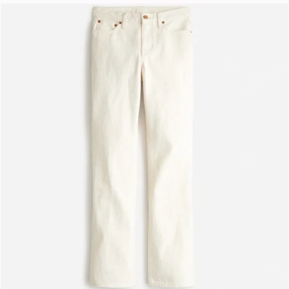 J. Crew Full Length Demi Boot Jean in Ecru